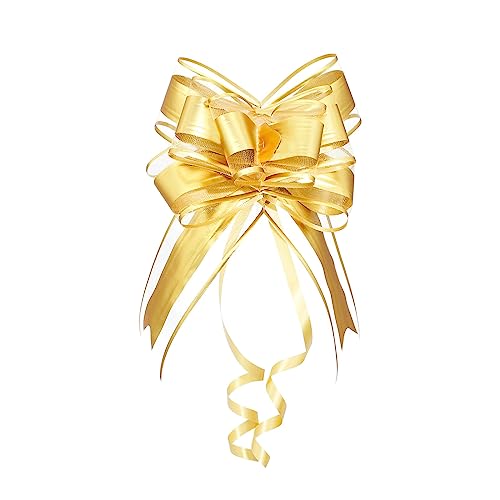 WEWILUCK Bows for Gift Wrapping Gold Bows for Gifts Presents Gift Baskets Large Bow for Birthdays Parties Christmas and Everyday(6 inches 15PCS)