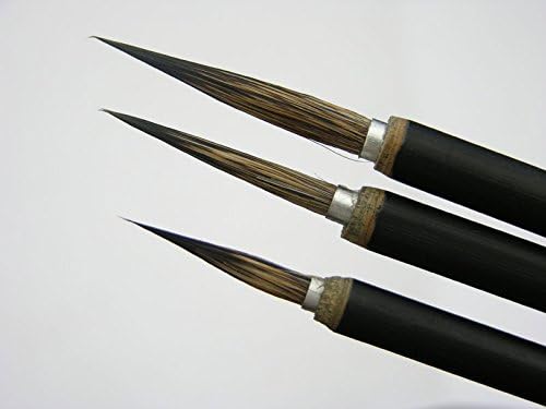 Set of 3 Rat Whisker Brushed for Chinese Brush Painting or Sumi-e