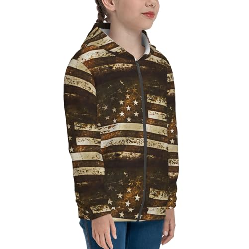 American Antique Flag1 Kids Pullover Hoodies Boys Zip Up Sweatshirts Girls Athletic Clothes with Pocket4