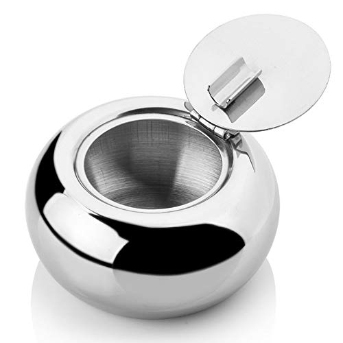 Ashtray Newness Stainless Steel Modern Tabletop Ashtray with LidCigarette Ashtray for Indoor or