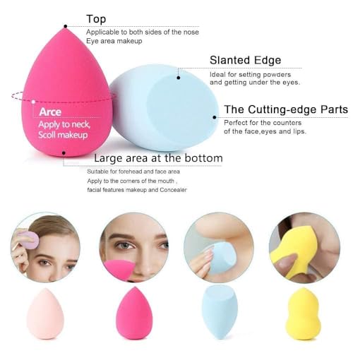 Image of Makeup Sponge Beauty Blender - Soft Latex Free Foundation Blender Sponge for Liquid, Cream & Powder Makeup - Teardrop Shape Makeup Blending Sponge for Flawless Finish (Random Color As Per Availability, 1 Pc)