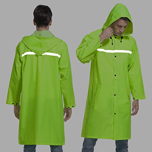 Image of Mens Long Hooded Safety Rain Jacket Waterproof Emergency Raincoat Poncho
