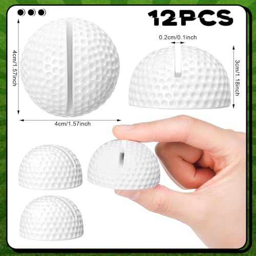 Image of Leinuosen 12 Pcs Resin Half Golf Base Centerpieces Place Card Holder Golf Ball Shaped Table Number Holder Name Place Photo Stand for Office Menu Events Wedding Party