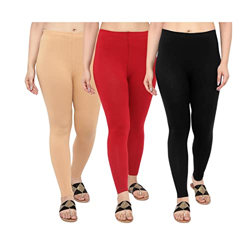 Image of NGT Super Cotton (Pack of 3) Ankle Length Leggings for Women and Girls.