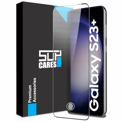 Image of SupCares Tempered Glass for Samsung Galaxy S22 Plus and Galaxy S23 Plus (6.6 Inch) With Installation Kit | 9H Edge to Edge Screen Protector | Black