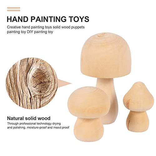 Milisten 9 Pcs Natural Mushroom- shaped Wood Wooden Peg Figures Unfinished Wooden Toys for Children Graffiti ( 1 ), 6X3cm - Image 2