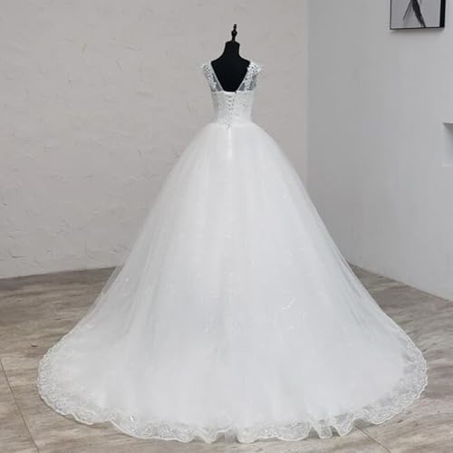 Vestido de Noiva Princesa com Cauda Vestido de Noiva Princesa Rendado com Brilhos Cauda Longa Dispon