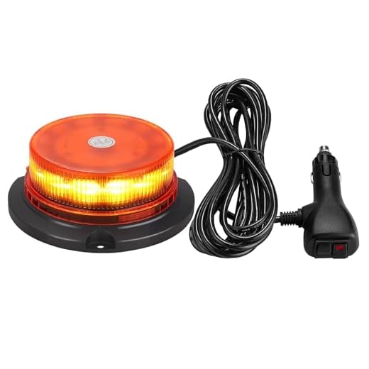 EYPINS 12LED Rotating Strobe Light, Amber Emergency Beacon flashing Light Magnetic&Screw Installation 3 Mode Rotation/Strobe/Fast Flash 10V-30V for Vehicle Truck Forklift UTV Car Bus