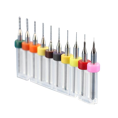 Lurrose Micro Drill Bits 10pcs Set Tungsten Carbide 1.1mm-2.0mm Sharp for Electronics