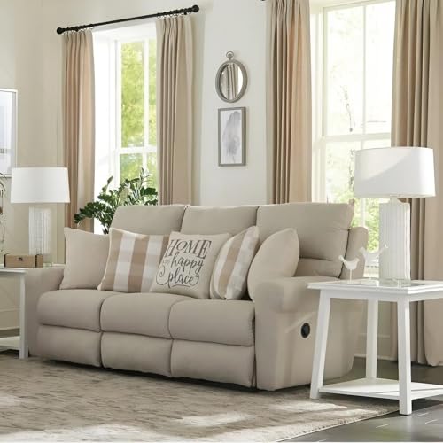 Image of Torque - Avalon 3 Seater Fabric Manual Recliner | Recliner Sofa /Chair for Living Room, Bedroom, Office (Beige) | 1 Year Warranty