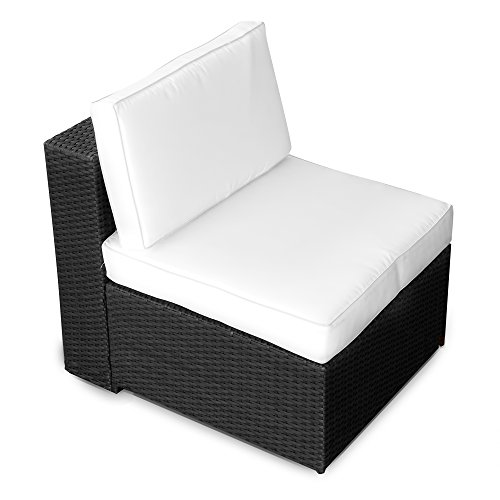 XINRO Lounge Sessel - Mittelteil - Gartenmöbel Polyrattan Sessel - durch andere Polyrattan Lounge Gartenmöbel Elemente erweiterbar - In/Outdoor - handgeflochten - schwarz