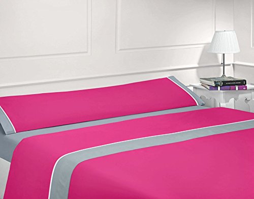 Energy Colors - Prado del Rey - Juego Sábanas 3 Piezas (Rosa, 150_x_200_cm)