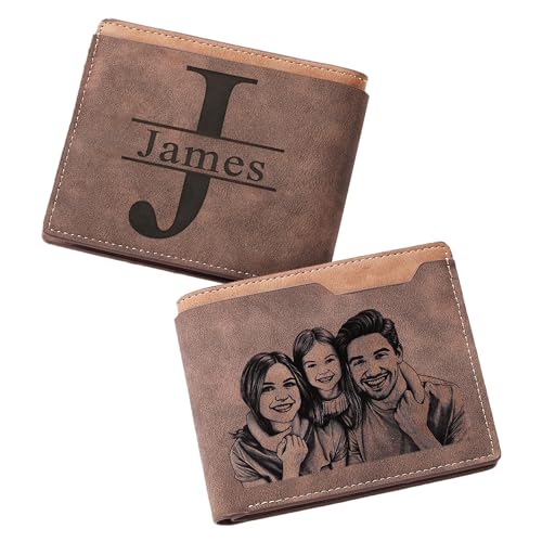 Product Image of the FACOY Personalized Photo Wallet for Men, Custom Engraved Name Wallet, Gifts for Husband Dad Boyfriend, Birthday Father's Day Christmas Anniversary