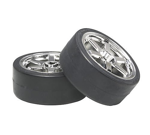 タミヤ HOP-UP OPTIONS OP.960 メッキ6本スポークホイールDタイヤ2本