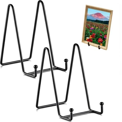 Reviews de Portalienzos más recomendados. 47 Yolispa Soporte de Exhibición, 2 Piezas Porta Platos Decorativos 6 Pulgadas, Exhibidor de Marco de Metal, Porta Libros para Cuadros Tableros Decorativos Libros Caballete de Fotos