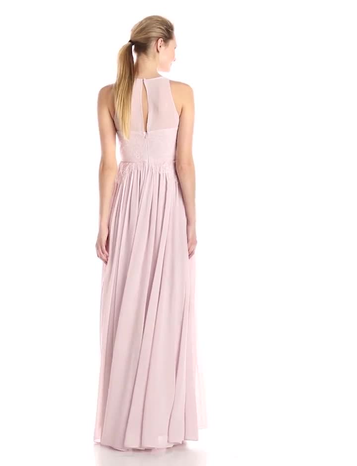 Robe Femme Sans Bretelles Dentelle Nacrée Rose Donna Morgan Taille 14 - Neuve