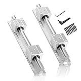 CNCMANS Linear Rail 2PCS SBR12 400mm Fully Supported Linear Rail Shaft Guide 12mm with 4PCS SBR12UU Slide Bearing Block, Linear Rails and Bearings Kit for CNC Machine