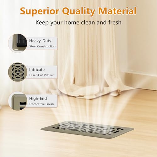 2 Pack Floor Vent Covers, Floor Register 4x10, Heavy Duty Walkable Steel Vent Cover, Adjustable Decorative Vent Covers for Home Floor Ceiling or Sidewall Vent, Rust-Proof Finish (Brown) by MMFSF - Used condition - Image 5