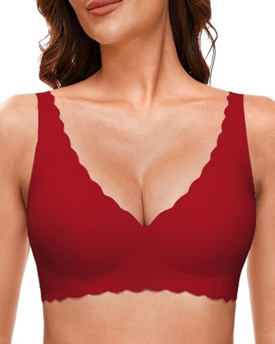 Image of Deep V Petal Bras for Women No Underwire Soft Wireless Bras Comfort Seamless Bralettes with Extender