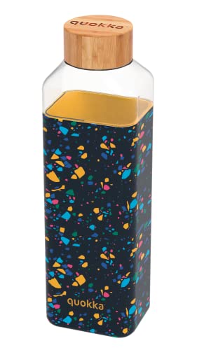 Quokka STORM NEO TERRAZZO | BOUTEILLE EN VERRE CARRÉE AVEC COUVERCLE EN SILICONE 700 ML
