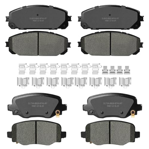 Ceramic Front Rear Disc Brake Pads Kit w/Hardware fit for 2014 2015 2016 2017 2018 2019 2020 2021 2022 CHEROKEE