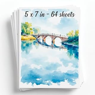 64 Sheets Watercolor Paper Pad - 5"x7" - Water Color Paper 140lb/300gsm - 100% Cotton Pulp - Art Supplies for Kids & Adults - for Painting, Artist Sketch, Easel, Loose Drawing