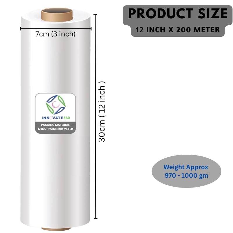 INNOVATE360 12 inch (30 cm) x 200 Meters Length Large Packing Material | Heavy Duty, Fragile Packing | Multipurpose use. 950 Grams in Weight. (Pack of 1) - Image 2 thumbnail
