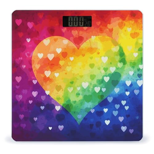 Báscula Digital para Baño con Diseño Corazón Arcoíris miniatura 1