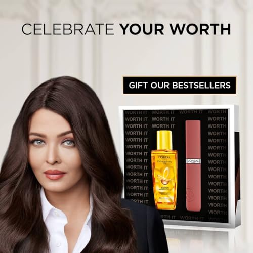 Image of L'Oreal Paris You're Worth it Gift Box - Liquid Lipstick 635 and Hair Serum 30ml