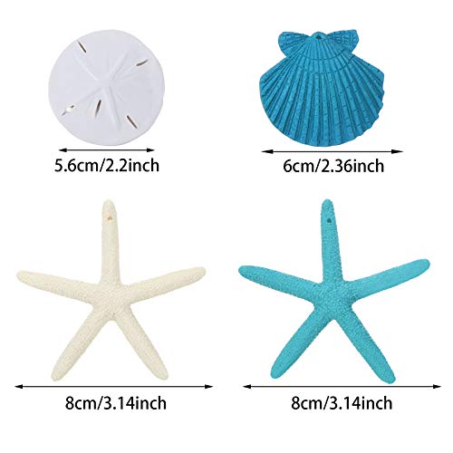 20 Pieces Resin Seashell Starfish Ornaments Sand Dollar Hanging Decorations With Rope And Blue Ribbon For Summer Beach Wedding Party Diy Craft Decorations #TOP2
