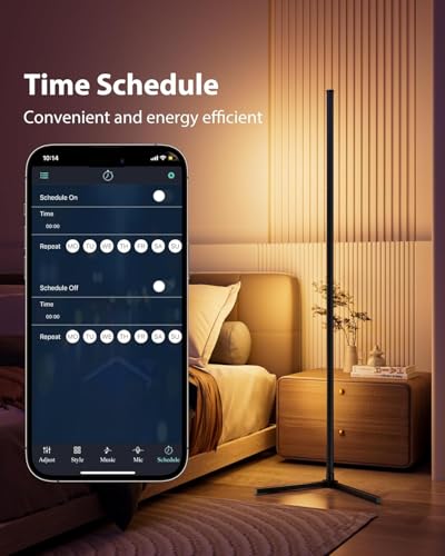 Lampadaire d'angle LED multicolore connecté avec télécommande pour salon - 6