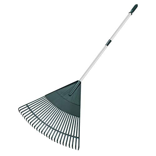 ORIENTOOLS Garden Leaf Rake, Adjustable Lightweight Steel Handle, Comfortable Grip Handle, Plastic Head，Poly