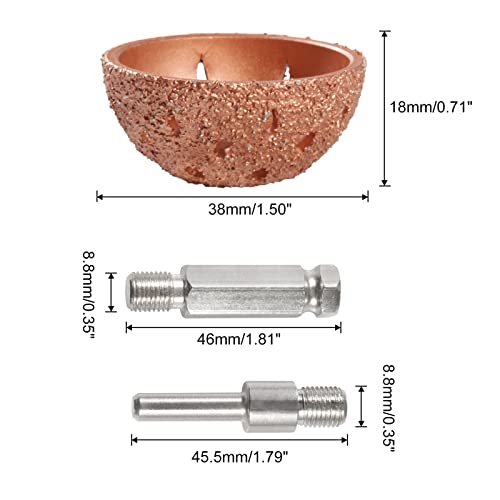Image of SPEEDWOX 38mm Tire Buffer Wheel Bowl Type Grinding Head Tungsten Steel Tire Repair Tool with 2 Pcs Linking Rod Adapter, for Tire Repair Grinding Pad Grinder Power Tool Accessories