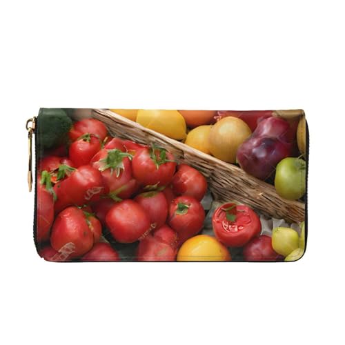 Variety Fresh Vegetables Long Leather Wallet,Large Capacity Soft Pu Leather Purse For Women With Multiple Card Slots Phone Pocket And Zipper Coin Purse Stylish Phone Card Holder Clutch2