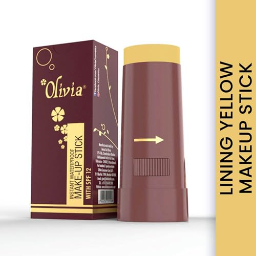 Image of Olivia Instant Waterproof Makeup Stick with SPF 12-07 Linning Yellow | 3-in-1 Foundation, Concealer & Moisturizer | Sweatproof, Long-Lasting Base Makeup | Evens Skin Tone & Hides Blemishes