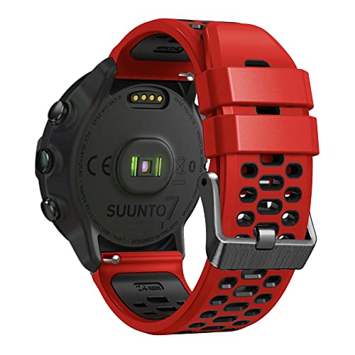 Feysentoe Armband Kompatibel für Suunto 9/für Suunto 7/für Suunto 9 Baro/für Suunto D5/für Suunto Spartan Sport Wrist HR Estrazarmband Uhrenarmband.(rot schwarz) Cover