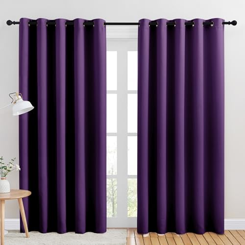 NICETOWN Blackout Curtain Panels for Kids Room, Triple Weave Home Decoration Thermal Insulated Solid Ring Top Blackout Curtains/Drapes (Set of 2, 70 x