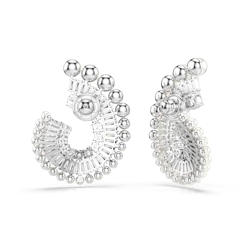 Ariana Grande Crystal and Pearl Pierced Earrings in Rhodium Finish - Part of the Ariana Grande x Swarovski Capsule Collection4