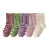 キッズ ソックス 子供 靴下 5足セット 無地 12-22cm クルーソックス 9タイプ キッズ靴下 女の子 ベビー 保育園 幼稚園 小学生 女児用 (JP, アルファベット, S, ニュアンスカラーセットA)