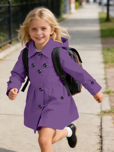 Image of SANGTREE Girl's Waterproof Trench Coat Hooded Lightweight Windbreaker Rain Jackets