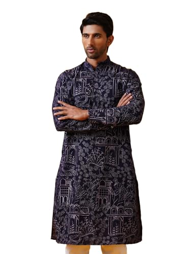 Image of SOJANYA (Since 1958 Men's Cotton Rayon Shiny Thread Sequinned Only Long Kurta