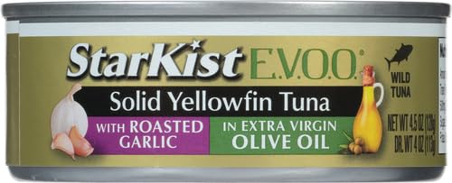 Image of StarKist E.V.O.O. Solid Yellowfin Tuna with Roasted Garlic and Extra Virgin Olive Oil - 4.5 oz Can (Pack of 6)