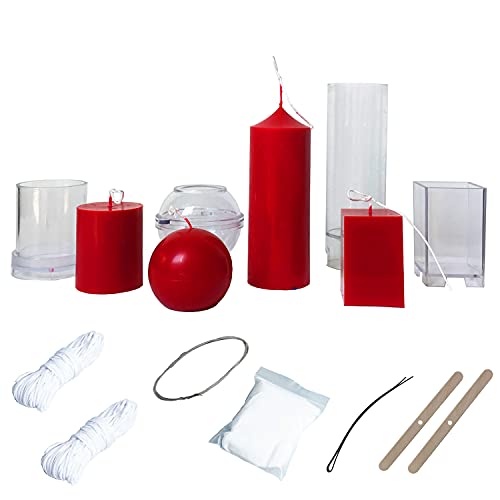MILIVIXAY 4pcs Plastic Candle Molds for Candle Making - Including Pillar Mold, Cylinder Mold, Rectangle and Sphere Mold - Candle Mold for Beeswax - Candle Making Molds.