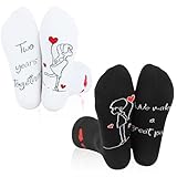 scenicamp 2nd Anniversary Cotton Socks Gift, 2 Pairs Romantic Cotton Couple Socks for Him Her Husband Wife for Easter Wedding Anniversary Birthday