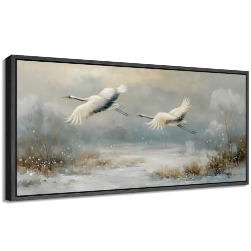Image of MUDECOR Extra Large Framed Canvas Print Wall Art Crane Art for Living Room