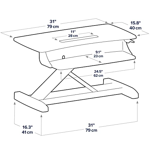 Image of Ergotron - WorkFit-Z Mini Small Standing Desk Converter, Laptop Sit Stand Desk Riser for Tabletops and Home Office - 31 Inch Width, Grey Woodgrain