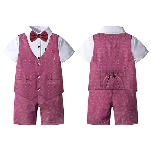 Image of Nwada Boys Suit Toddler Dress Clothes Shirt with Bow Tie, Dress Pants Sets Kids Gentleman Outfit suits