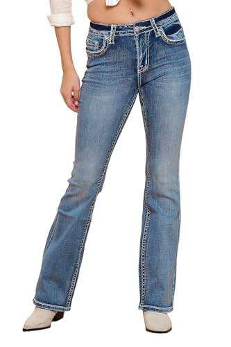 High Waisted-Rise Bootcut Embroidered Stretchy Women's Jeans2