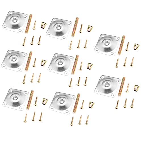Lot de 8 plaques de Montage de Pieds avec boulons de Suspension, vis, plaques de Fixation pour Pieds de Meubles, Plaque en T M8, Tabouret, lit, Argent