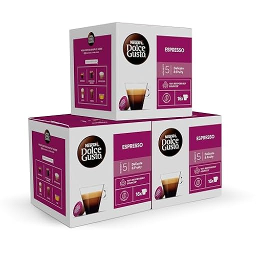 NESCAFÉ Dolce Gusto Espresso - Cápsulas de Café, 48 Cápsulas (3 x 16) - Intensidad 5 - Café corto con notas frutales - Originales para cafeteras Dolce Gusto | Ya disponible en tu tienda friki favorita! En mundofriki.es!